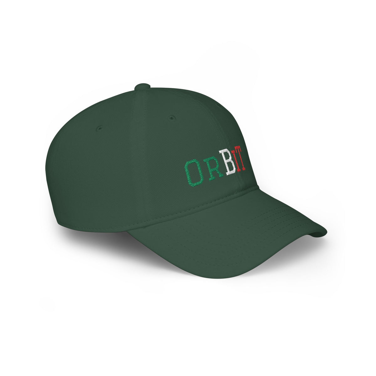 Dark Green Orbit Baseball Cap with tricolore embroidery right side - UpNorth SPORTS