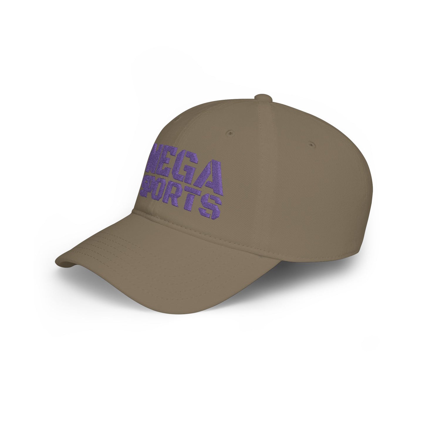 Khaki MEGA Sports Purple Baseball Cap left side - UpNorth SPORTS