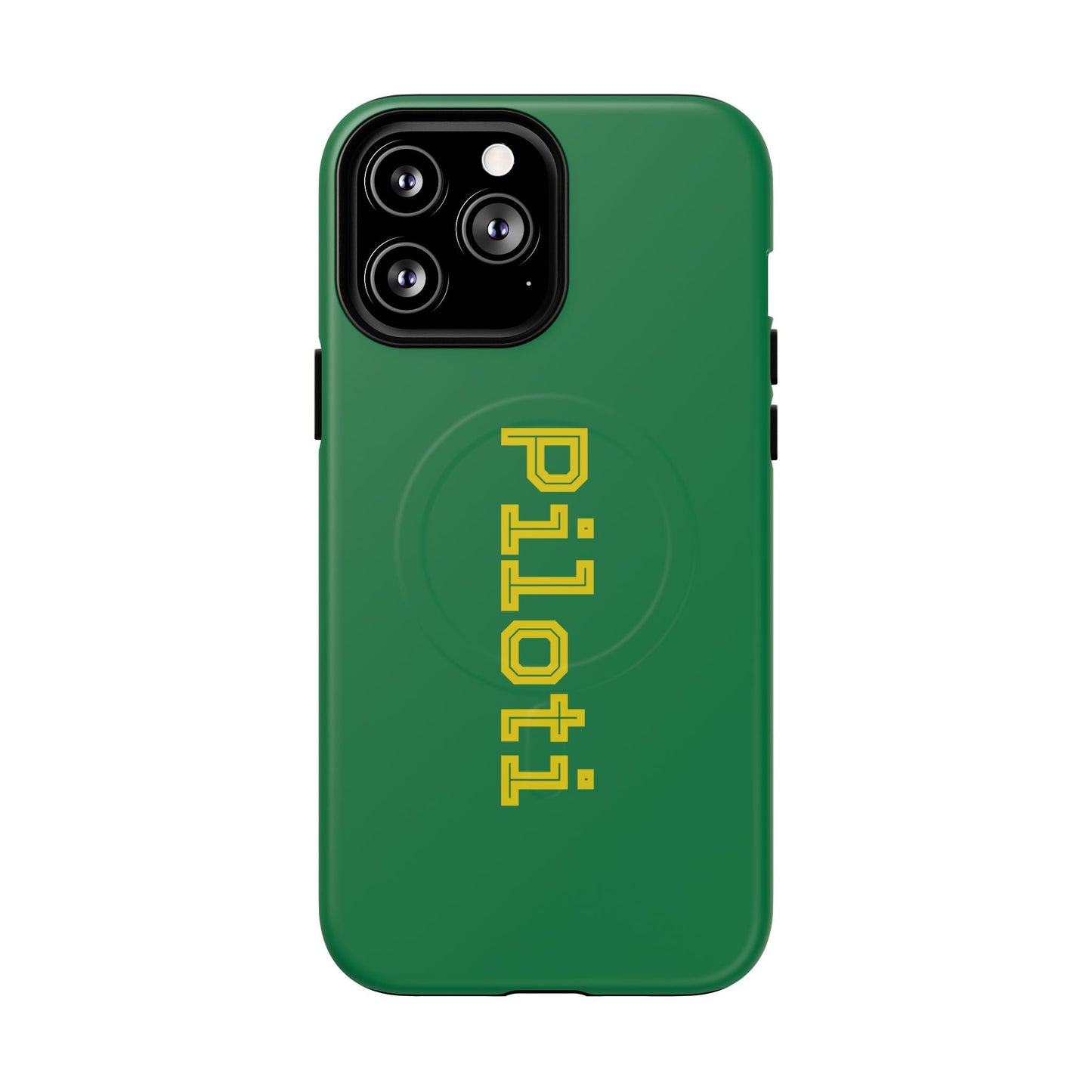 Tough Magnetic iPhone Cases Piloti in dark green with yellow Printify