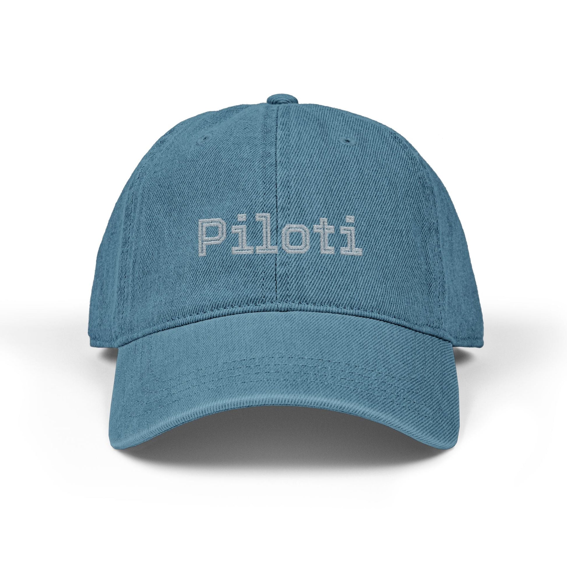 Denim Baseball Cap Piloti in blue Printify