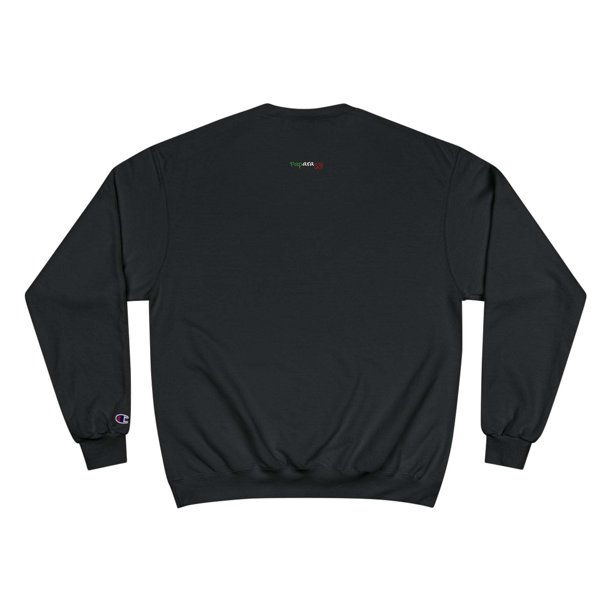 Black Multicolor Tricolore Paparazzi Champion Sweatshirt backside - Paparazzi Original