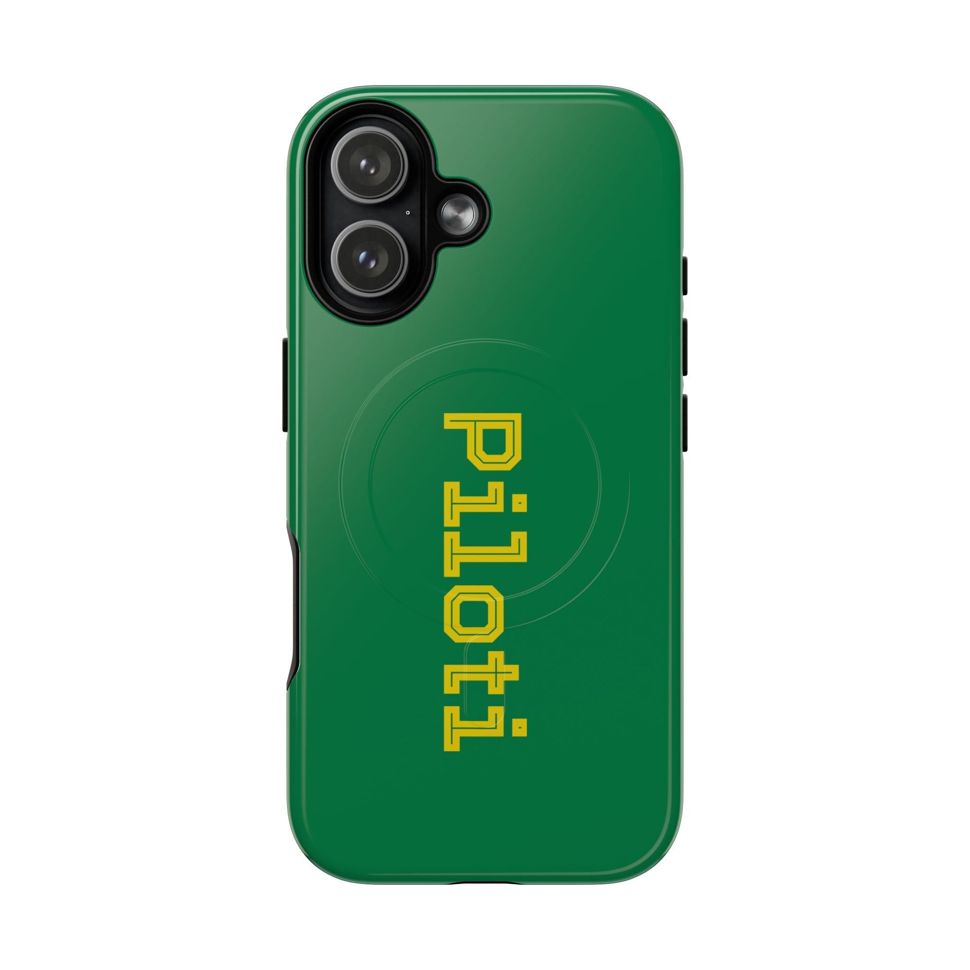 Tough Magnetic iPhone Cases Piloti in dark green with yellow Printify