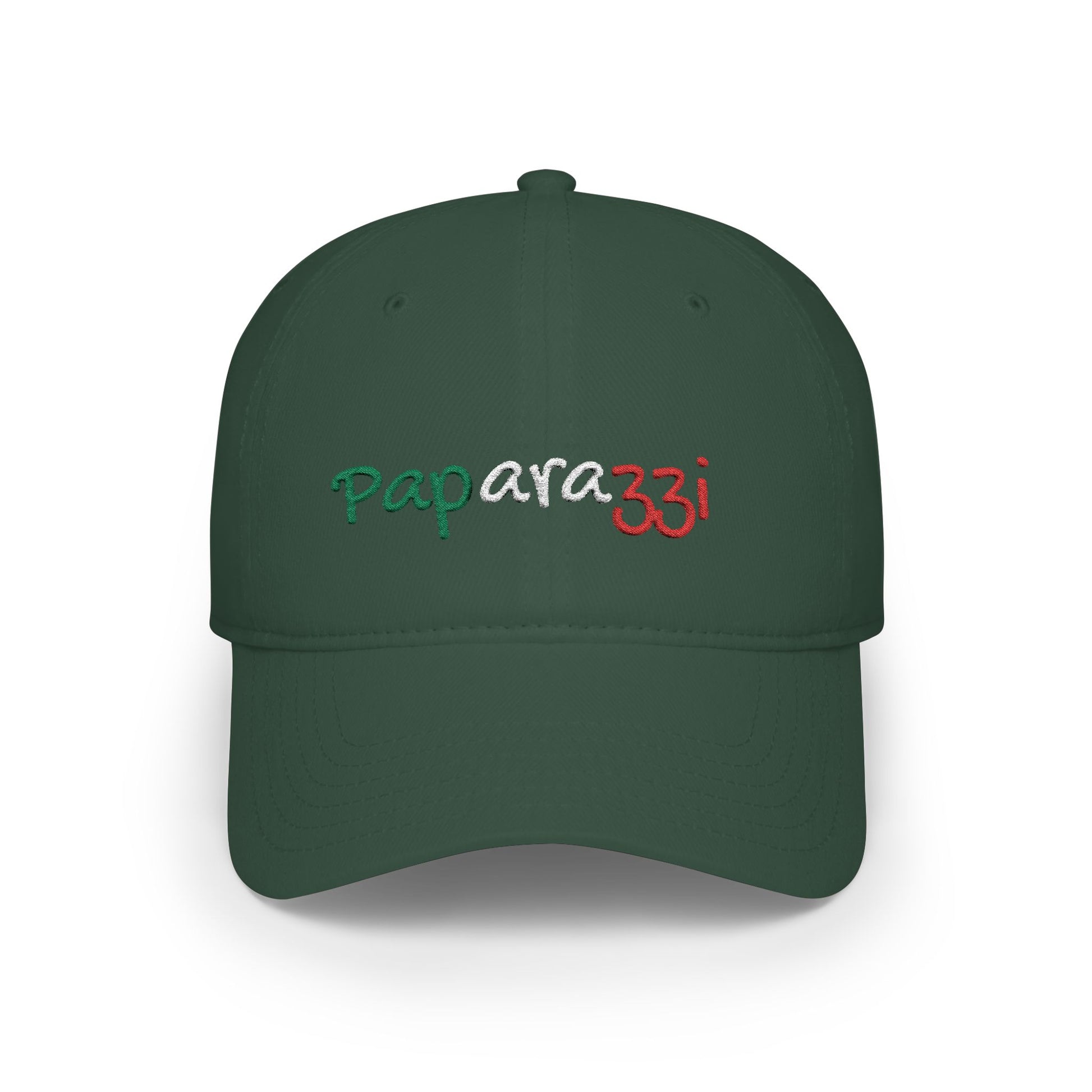 A dark green Paparazzi baseball cap embroidered with Italy Tricolore frontside - Paparazzi Original