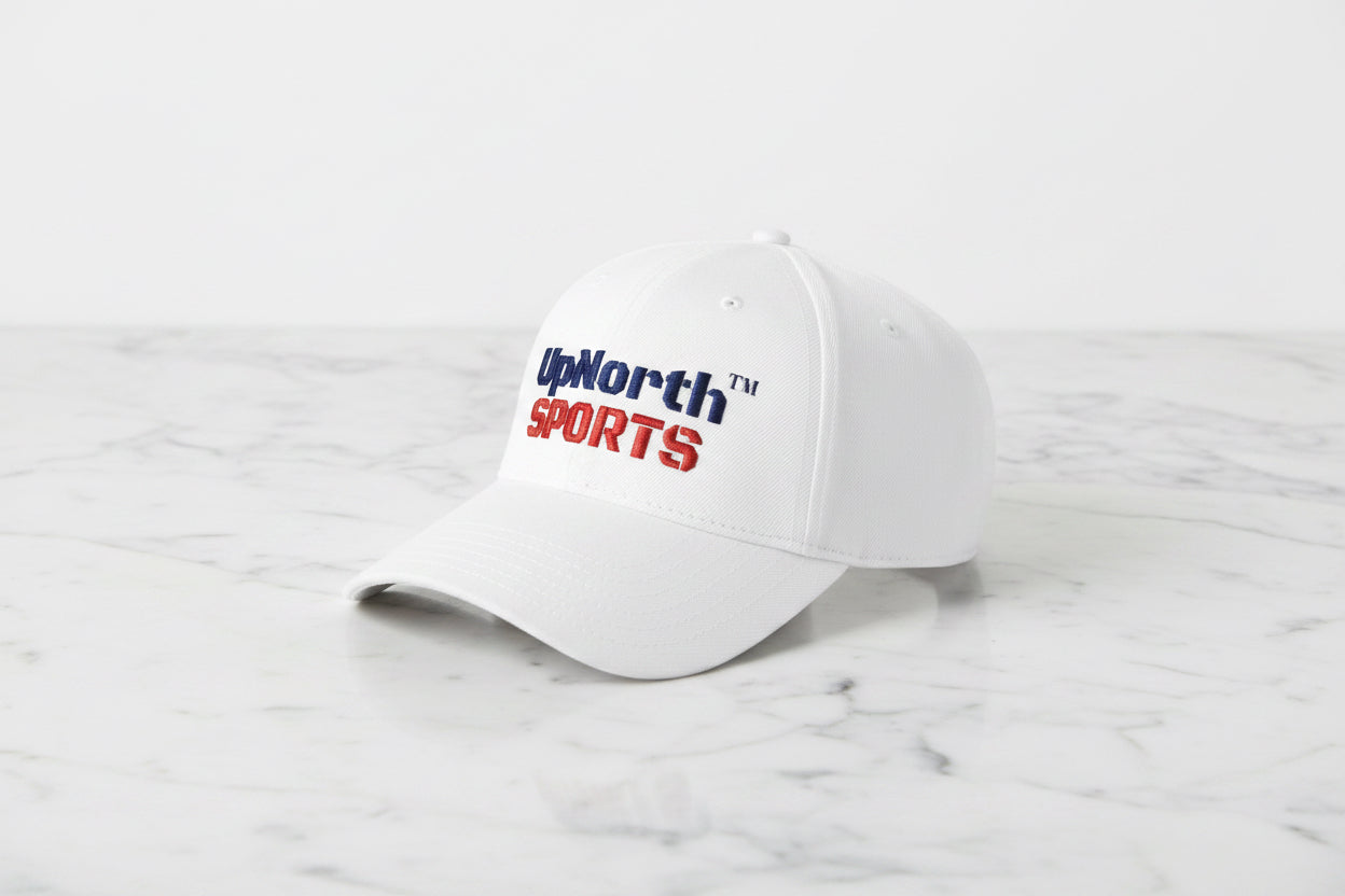 White UpNorthSPORTS Navy Red Baseball Cap left side - UpNorth SPORTS