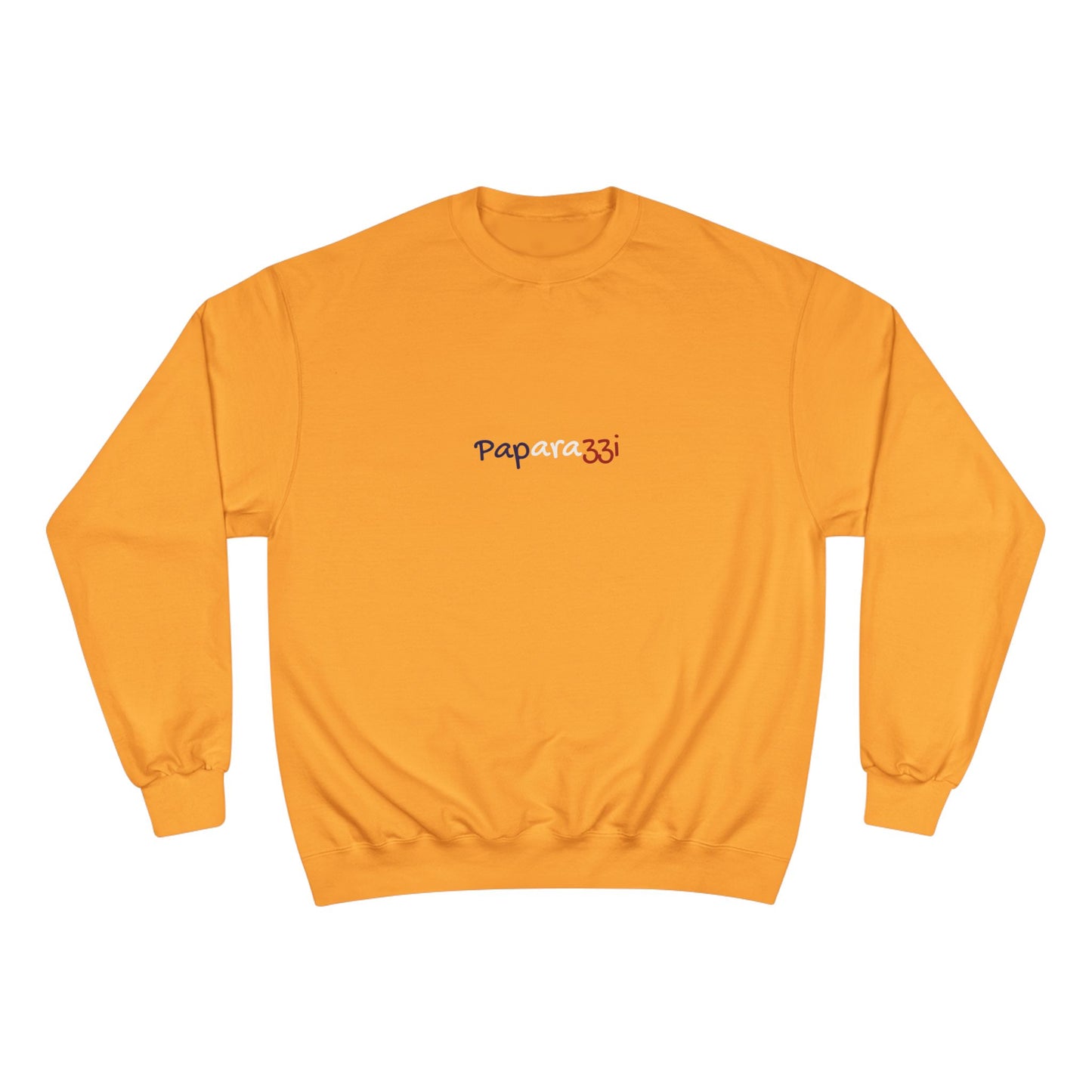 White Royal Gold Paparazzi Champion Sweatshirt Printify