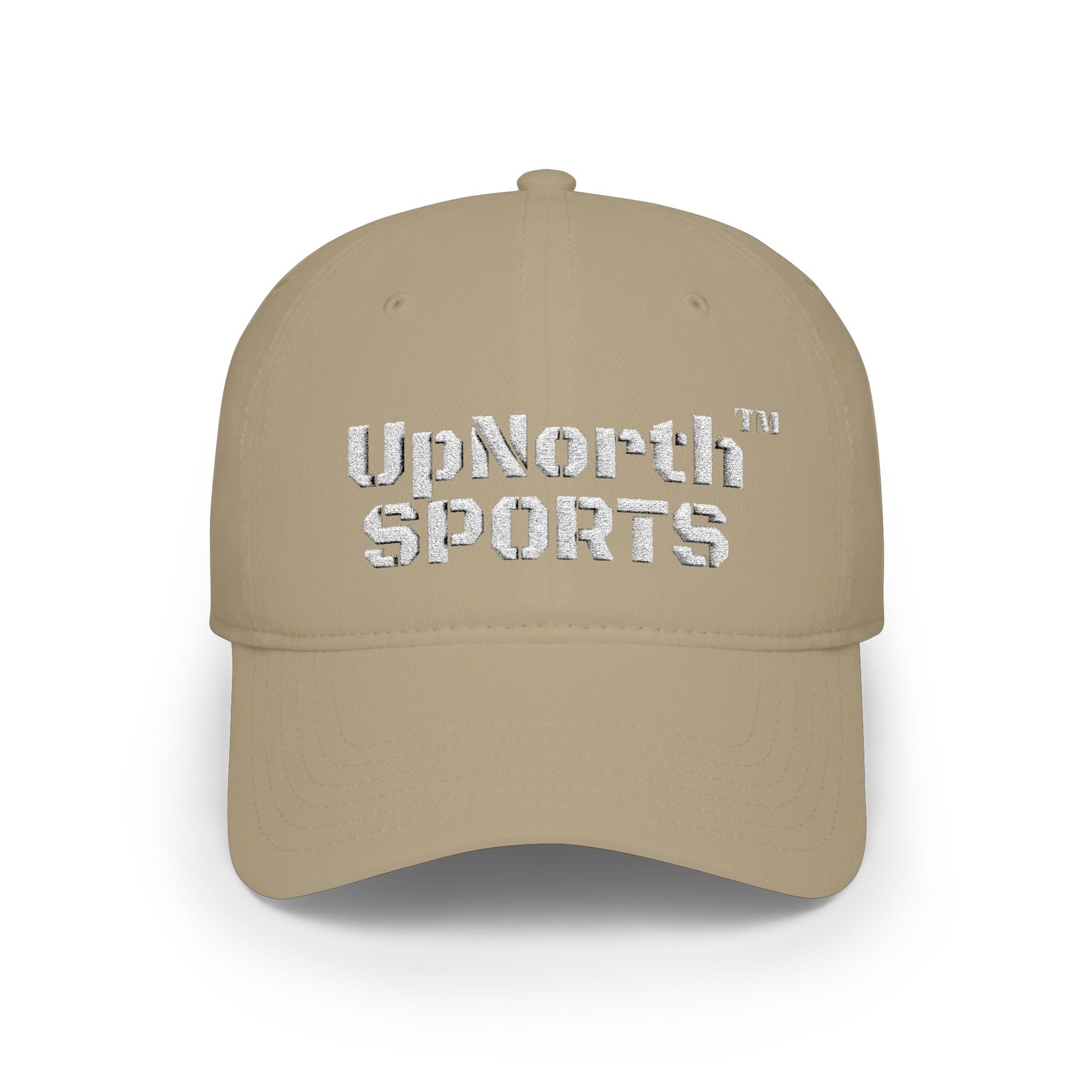 Khaki UpNorth Sports White Baseball Cap frontside - UpNorth SPORTS