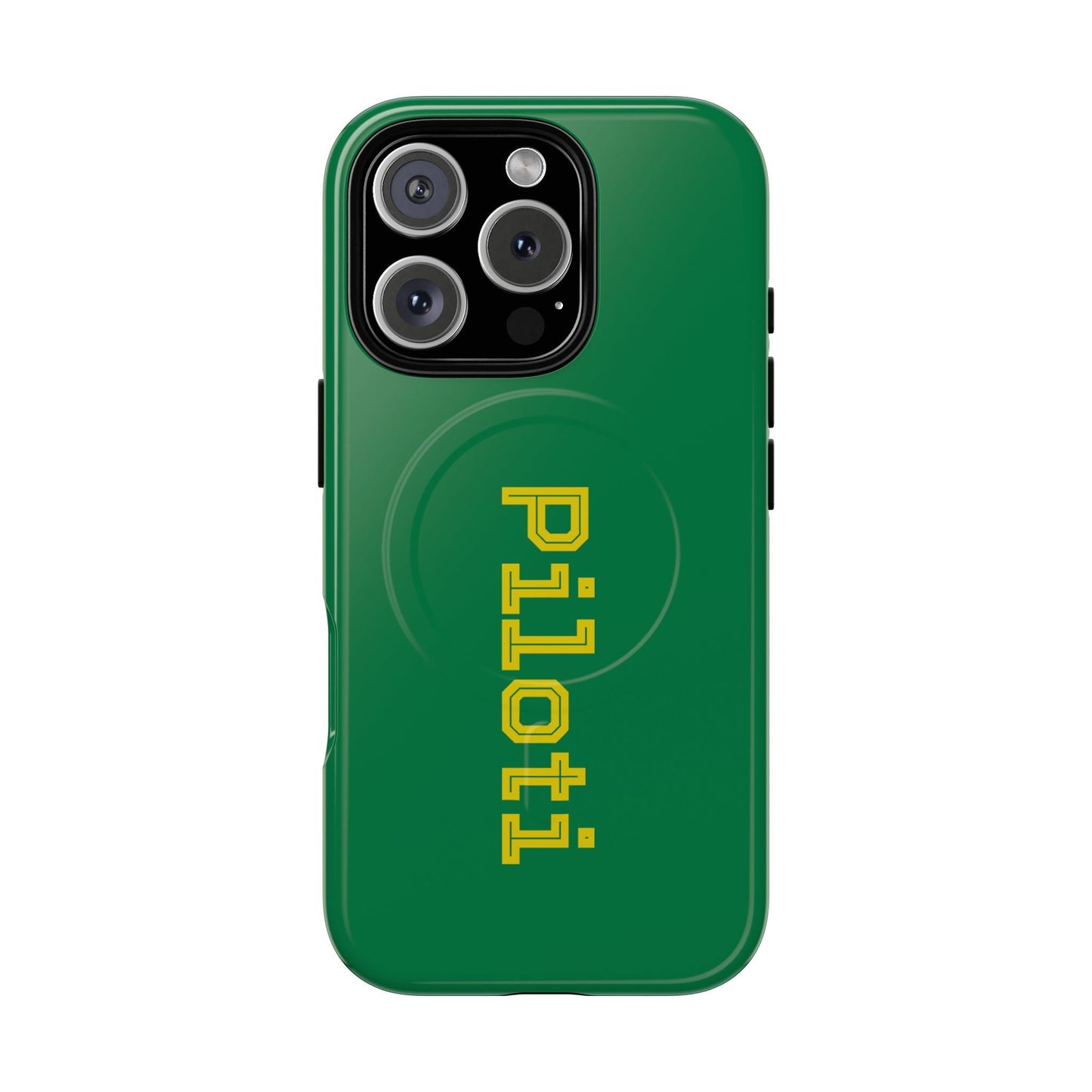 Tough Magnetic iPhone Cases Piloti in dark green with yellow Printify