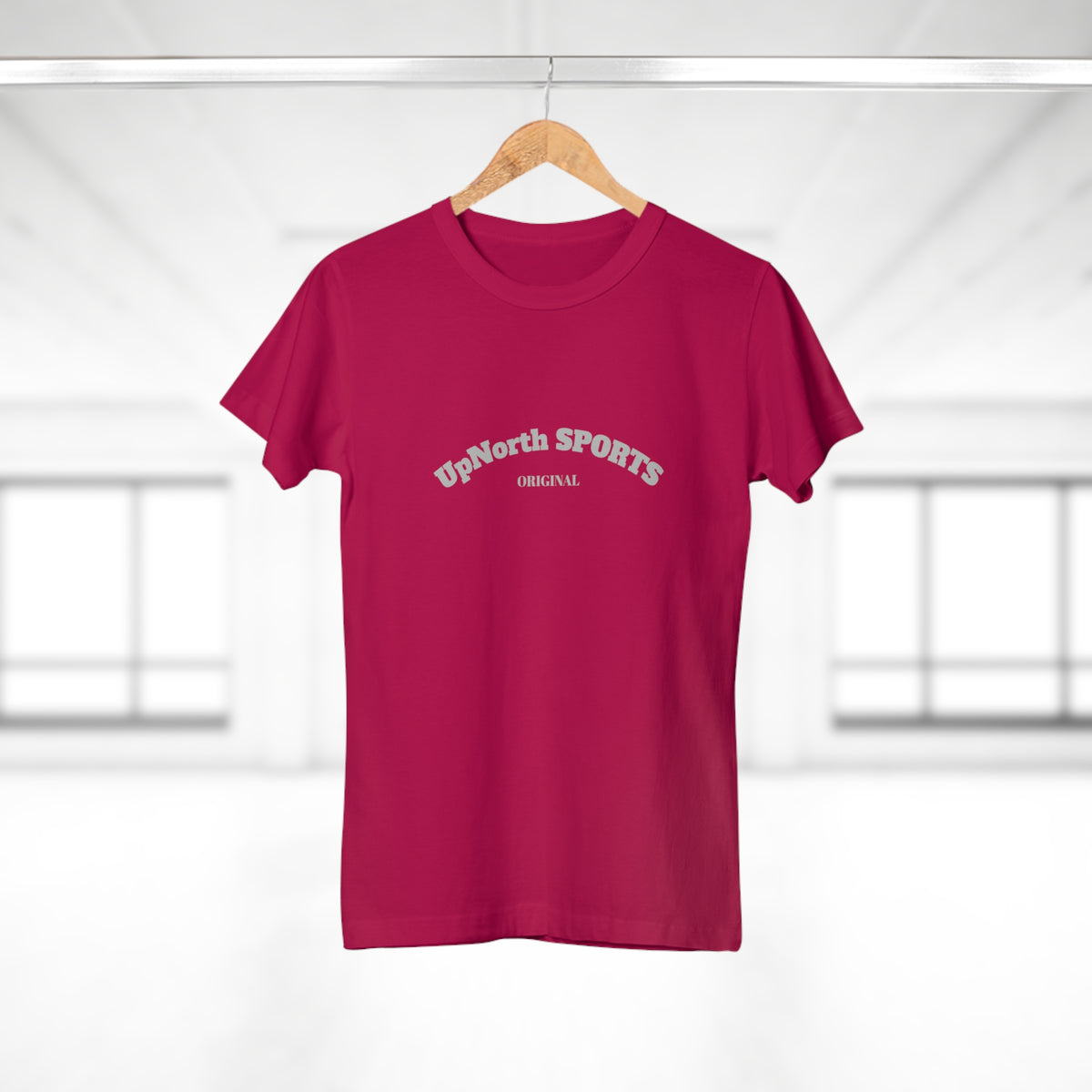On a hanger the Women Sorbet T-Shirt Light Grey front - UpNorth SPORTS