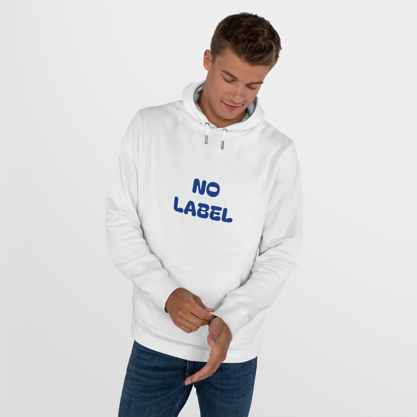 No Label Navy on White Hoodie Printify