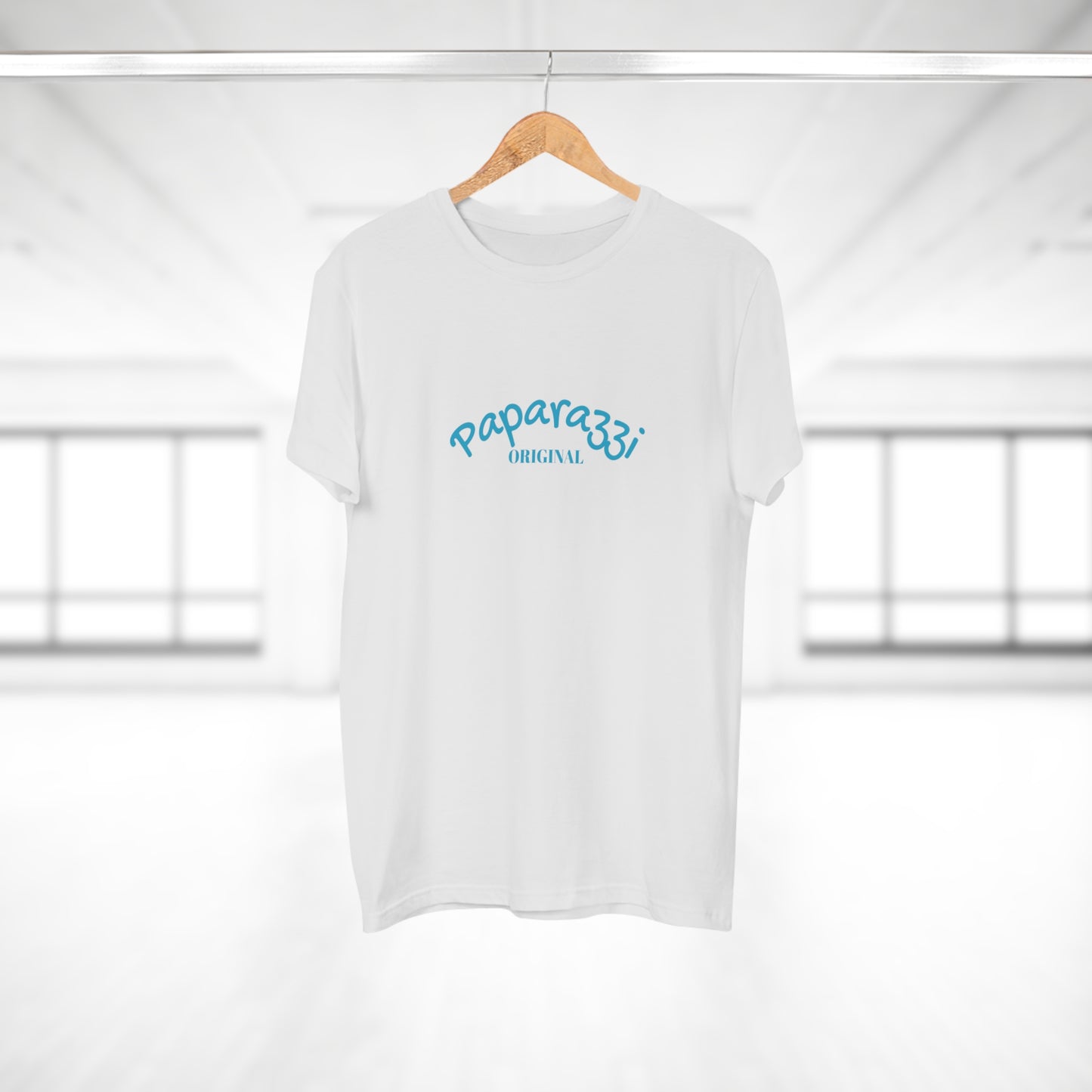 Paparazzi Men T-shirt white with turquoise