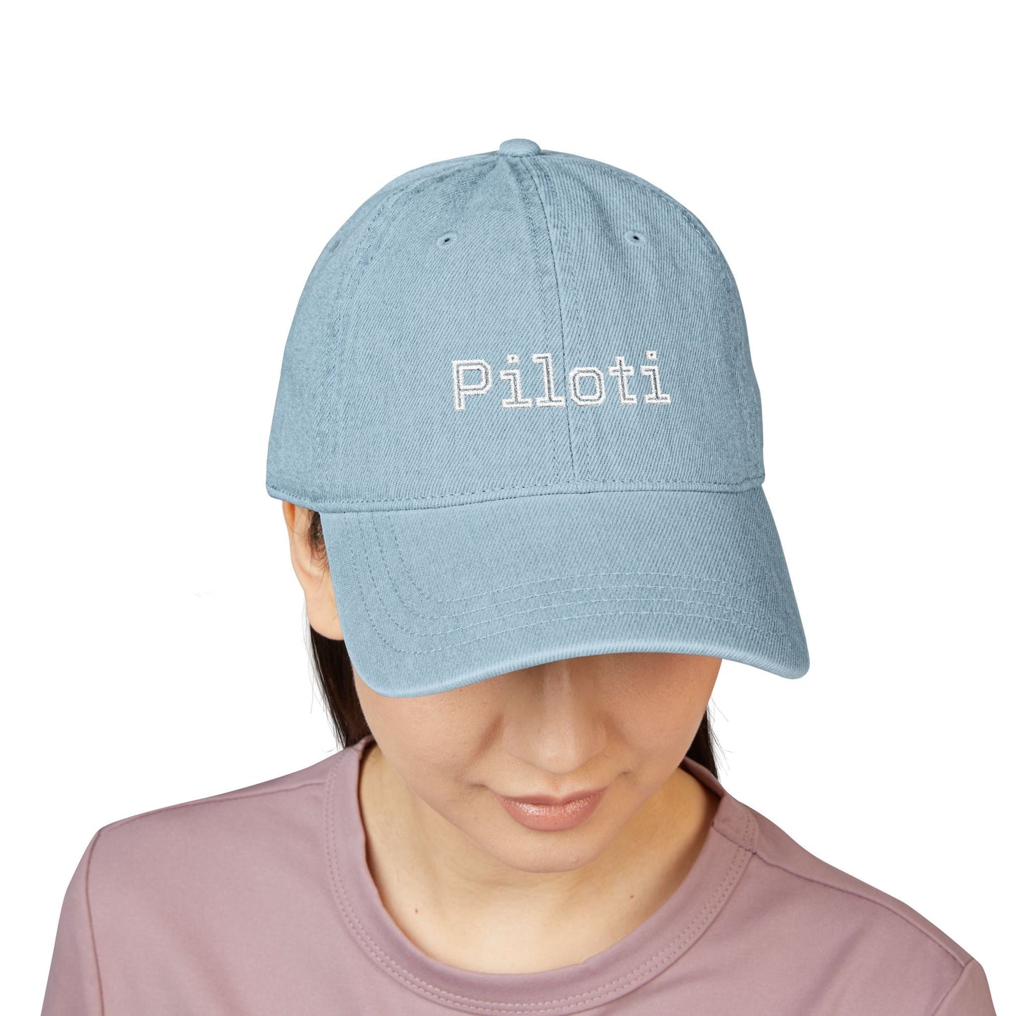 Denim Baseball Cap Piloti in light blue Printify
