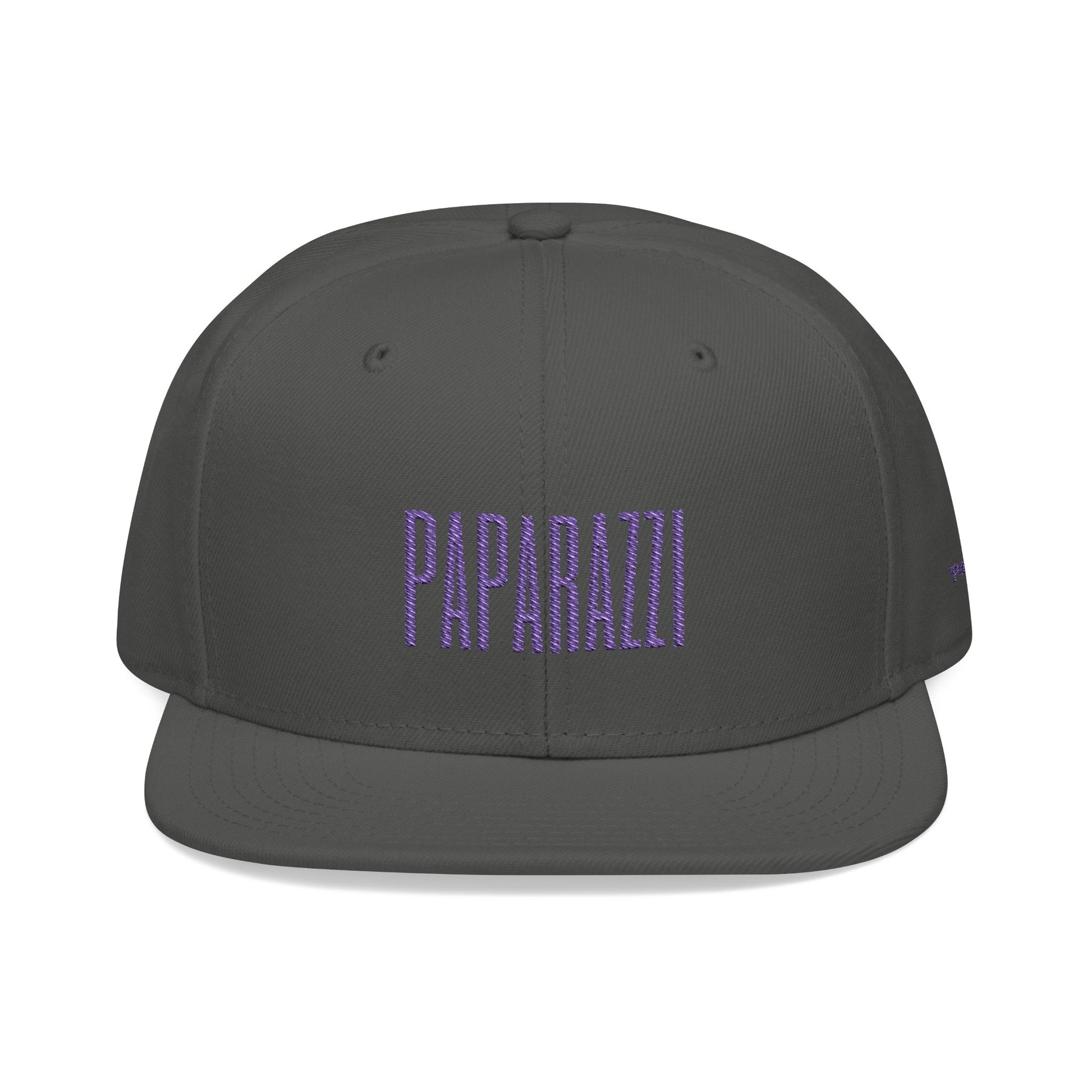 Charcoal Gray Paparazzi Purple Flat Visor Cap frontside - Paparazzi Original