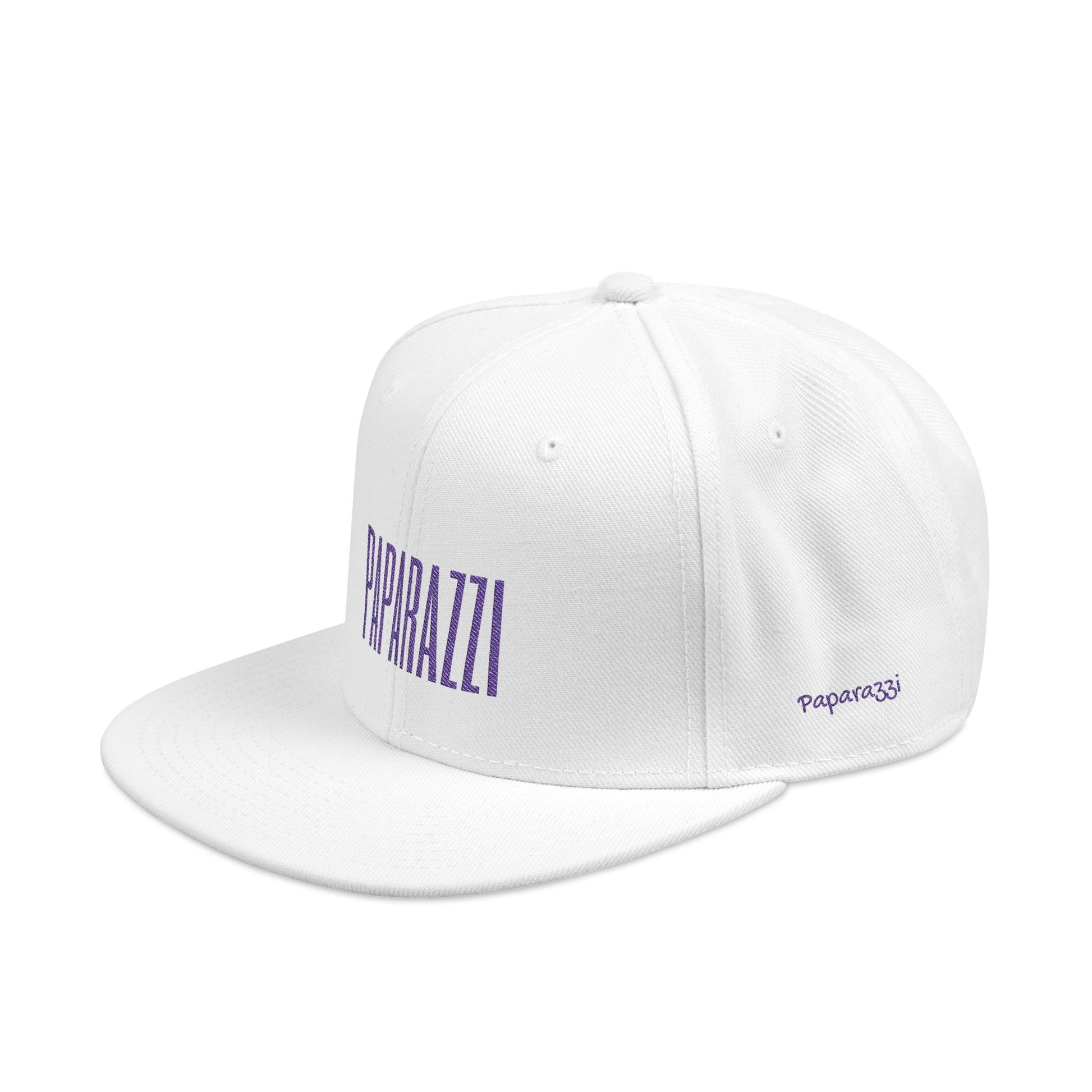 White Paparazzi Purple Flat Visor Cap left side - Paparazzi Original