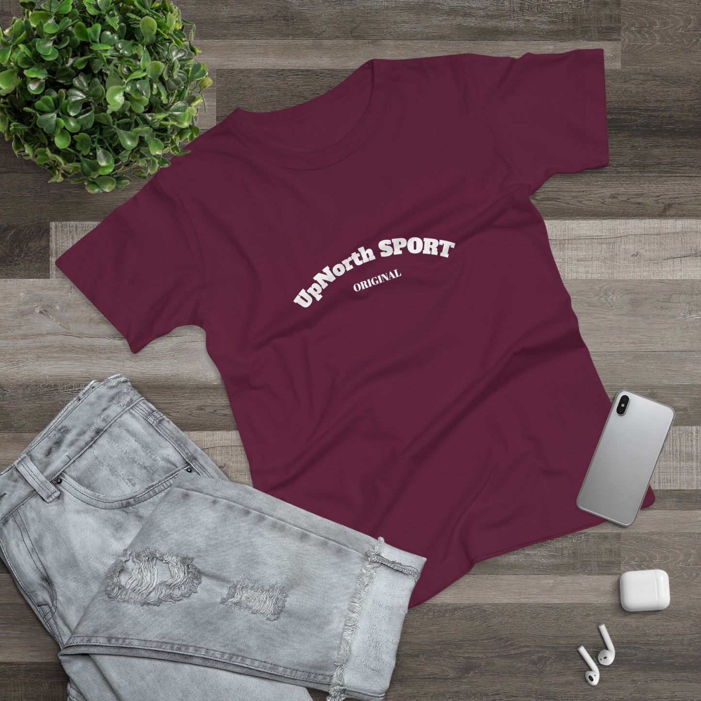 Women T-Shirt burgundy with white