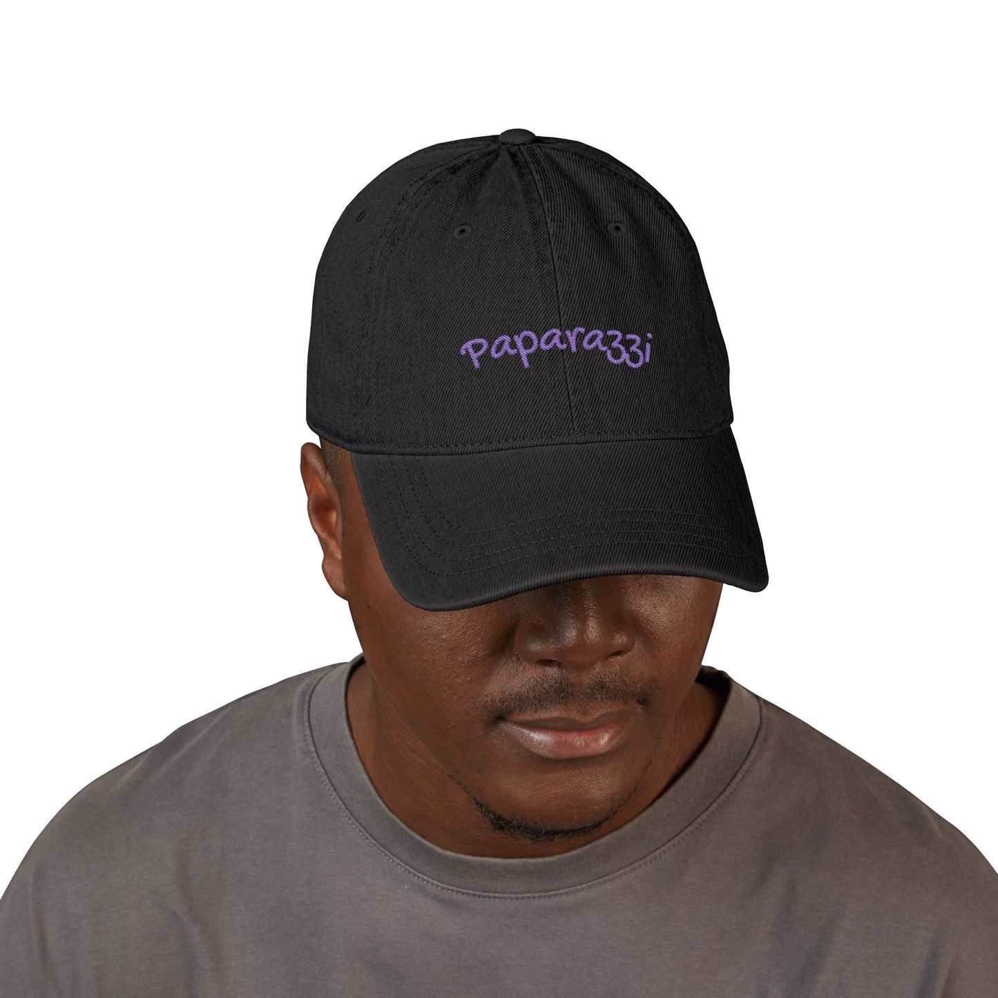 Denim Baseball Cap Paparazzi in black with purple
