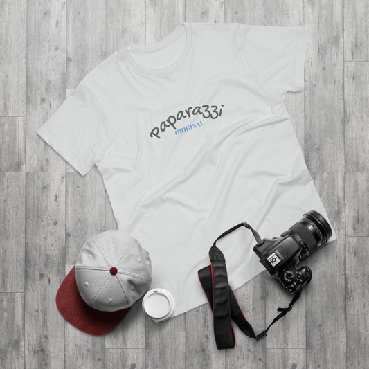 Paparazzi Men T-shirt white with dark grey and light blue