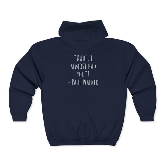 UpNorth Sports Paul Walker navy Full Zip Hoodie backside - UpNorth SPORTS