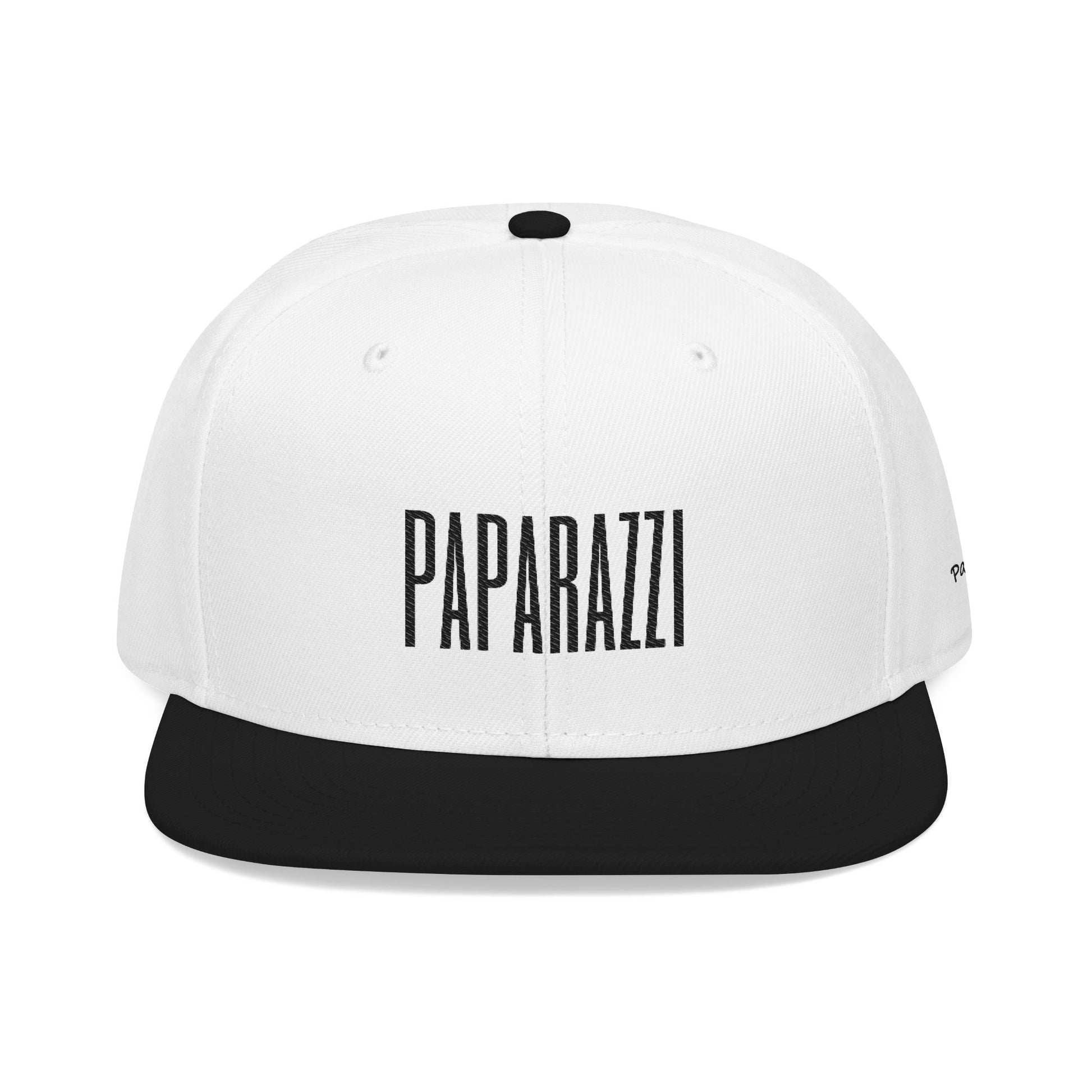 White Paparazzi Black Flat Visor Cap frontside - Paparazzi Original