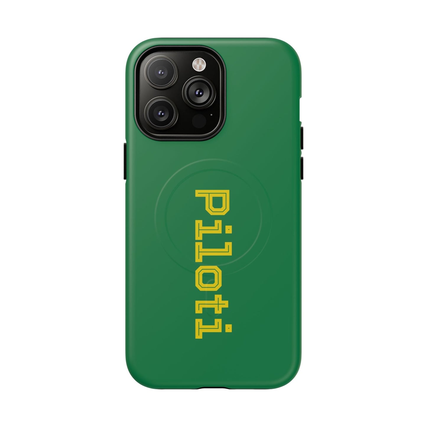 Tough Magnetic iPhone Cases Piloti in dark green with yellow Printify