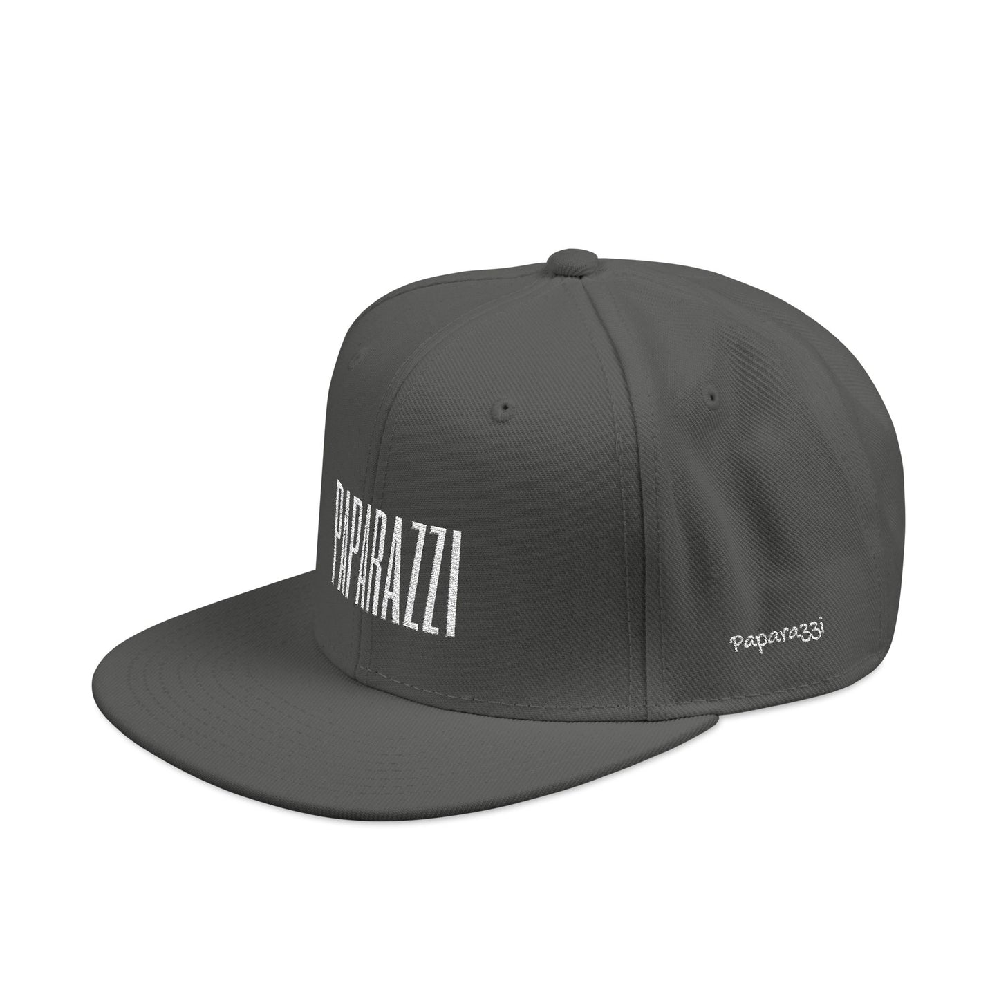 Charcoal Gray Paparazzi White Flat Visor Cap left side - Paparazzi Original