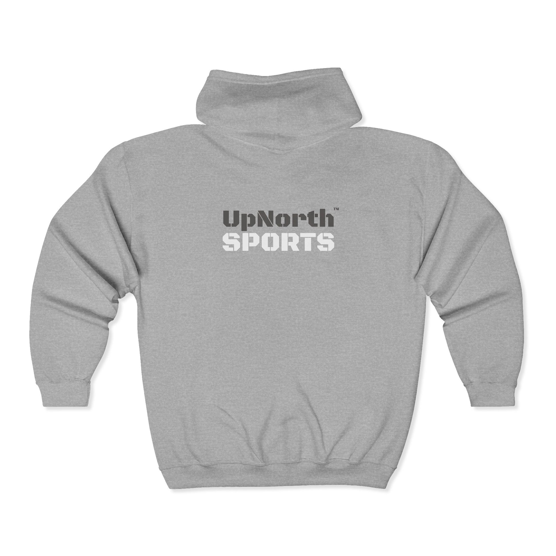 UpNorth Sports Grey Full Zip Hoodie backside - UpNorth SPORTS