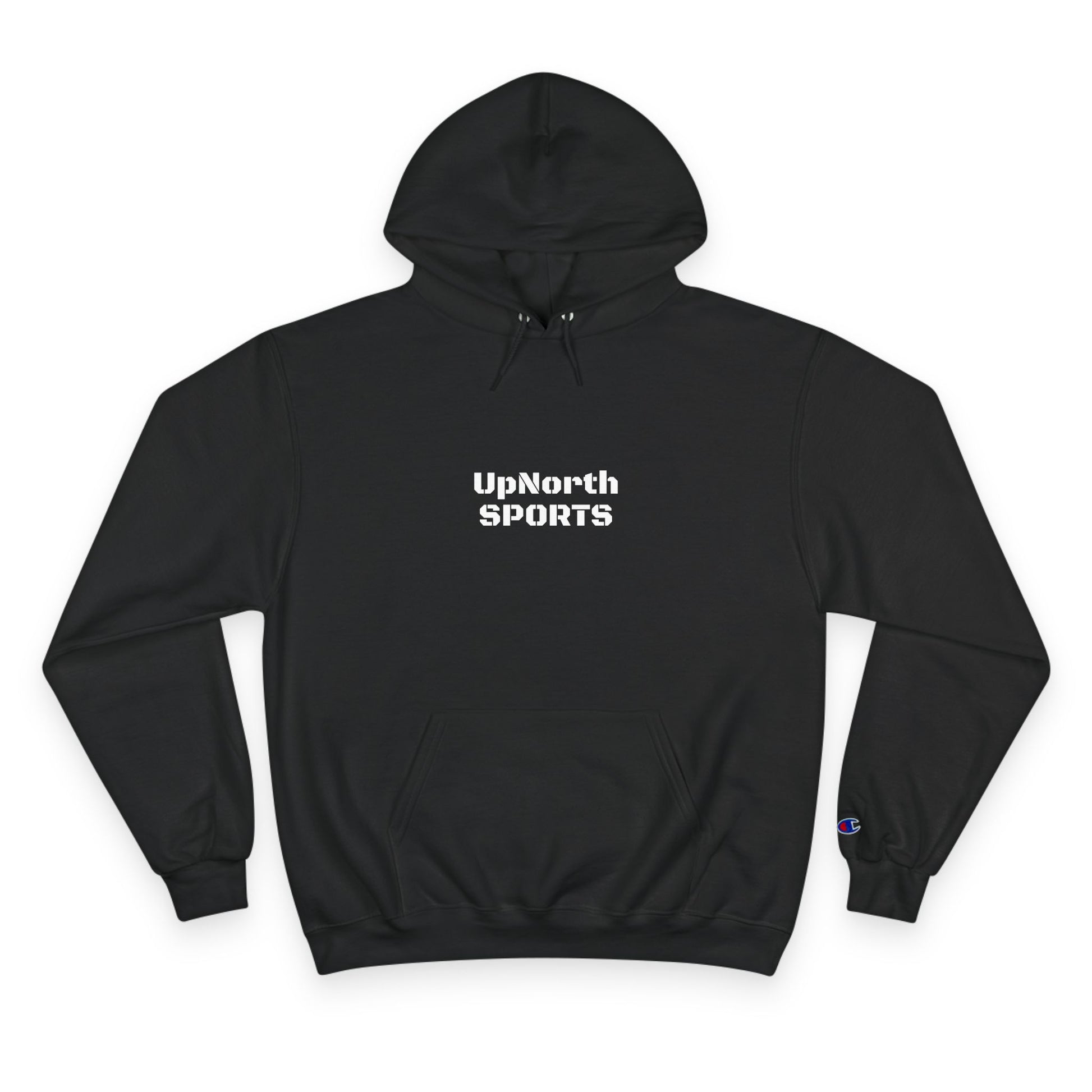 Black hoodie with 'Always His' text on a white background