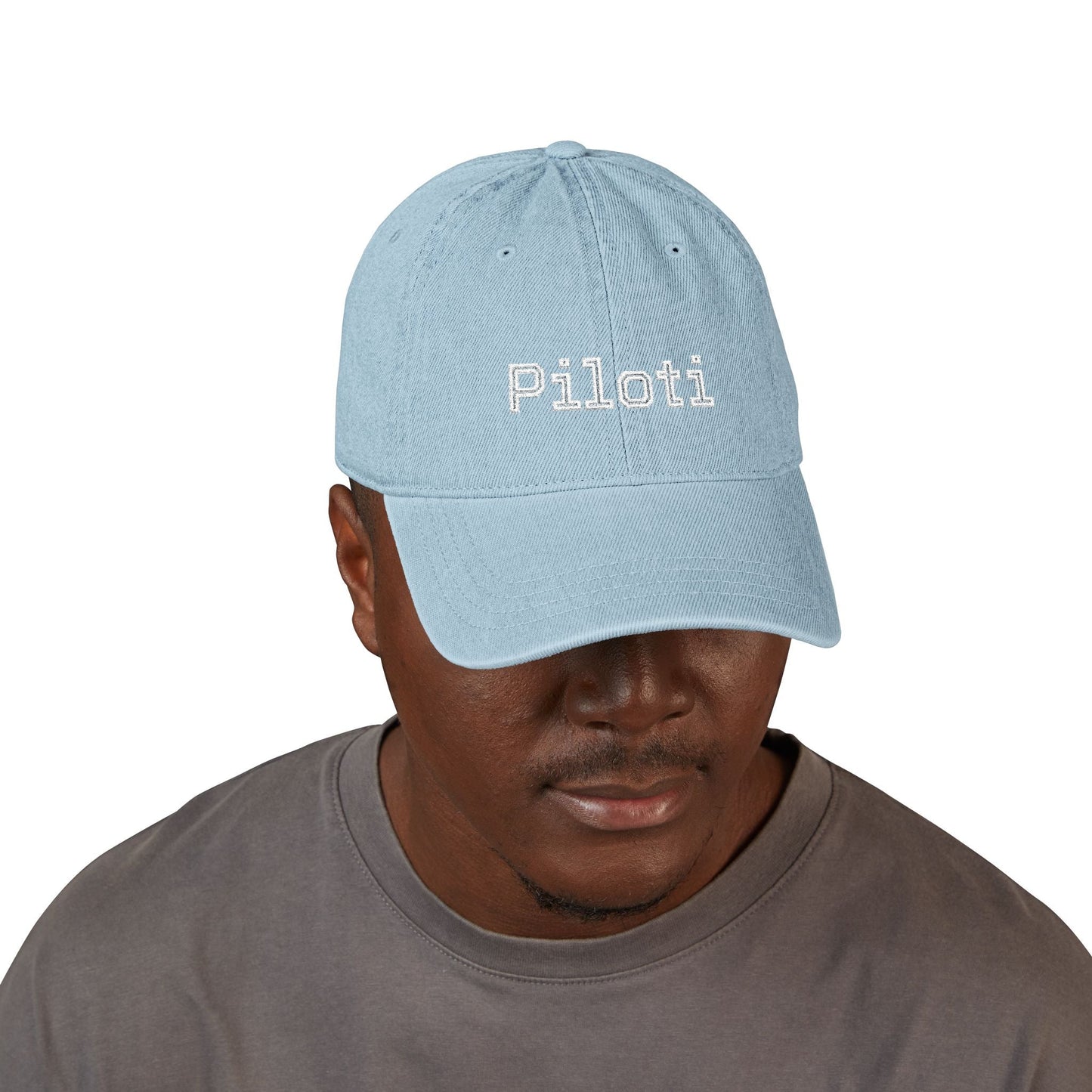 Denim Baseball Cap Piloti in light blue Printify