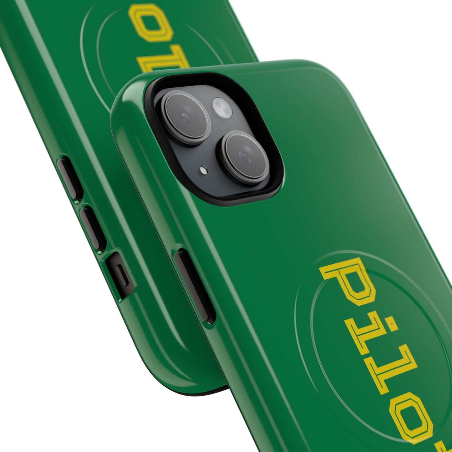 Tough Magnetic iPhone Cases Piloti in dark green with yellow Printify