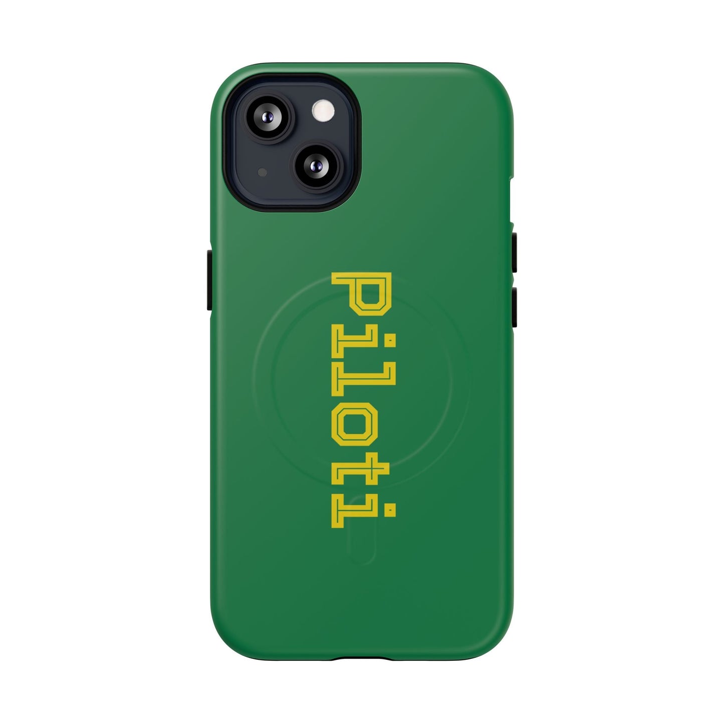 Tough Magnetic iPhone Cases Piloti in dark green with yellow Printify