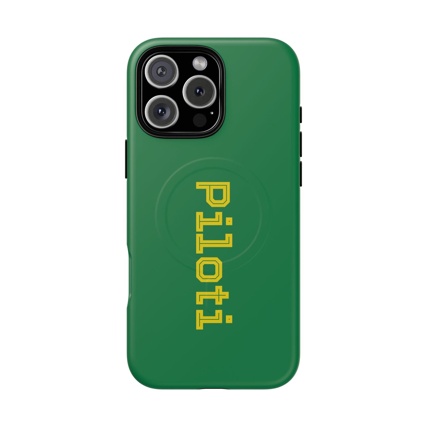 Tough Magnetic iPhone Cases Piloti in dark green with yellow Printify
