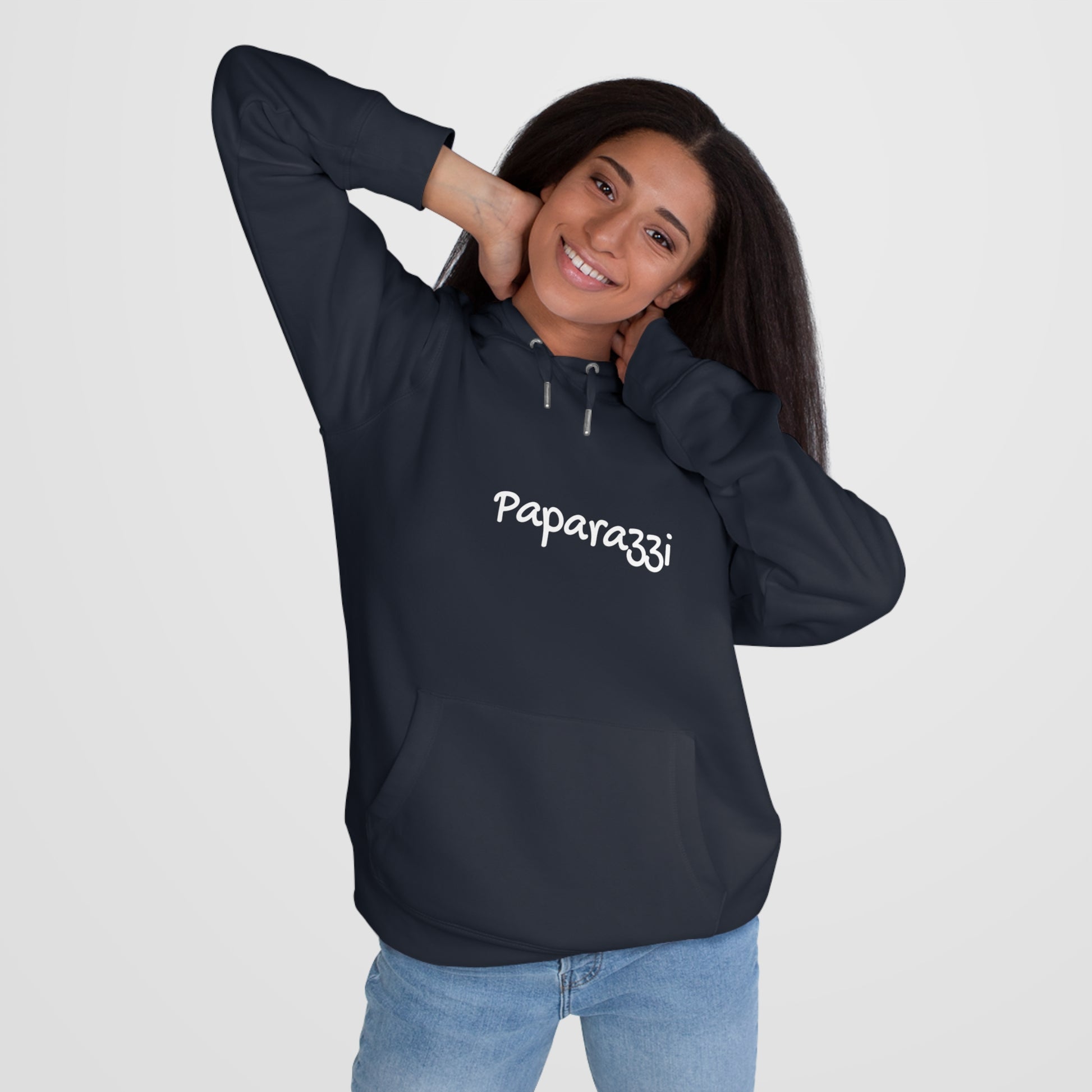 Navy Paparazzi White Hoodie Printify