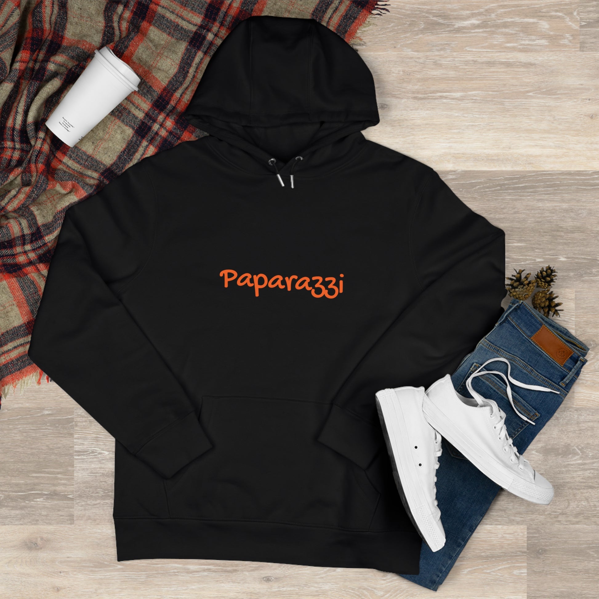 Pure Black Paparazzi Flame Orange Hoodie Printify