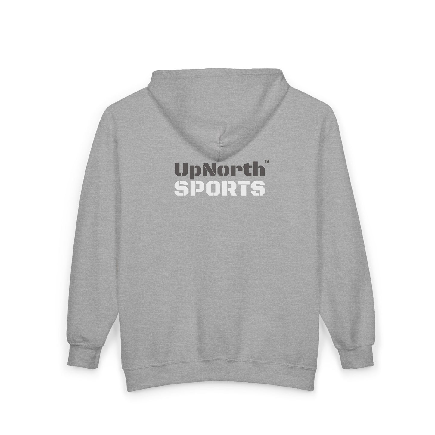 UpNorth Sports Grey Full Zip Hoodie back - UpNorth SPORTS