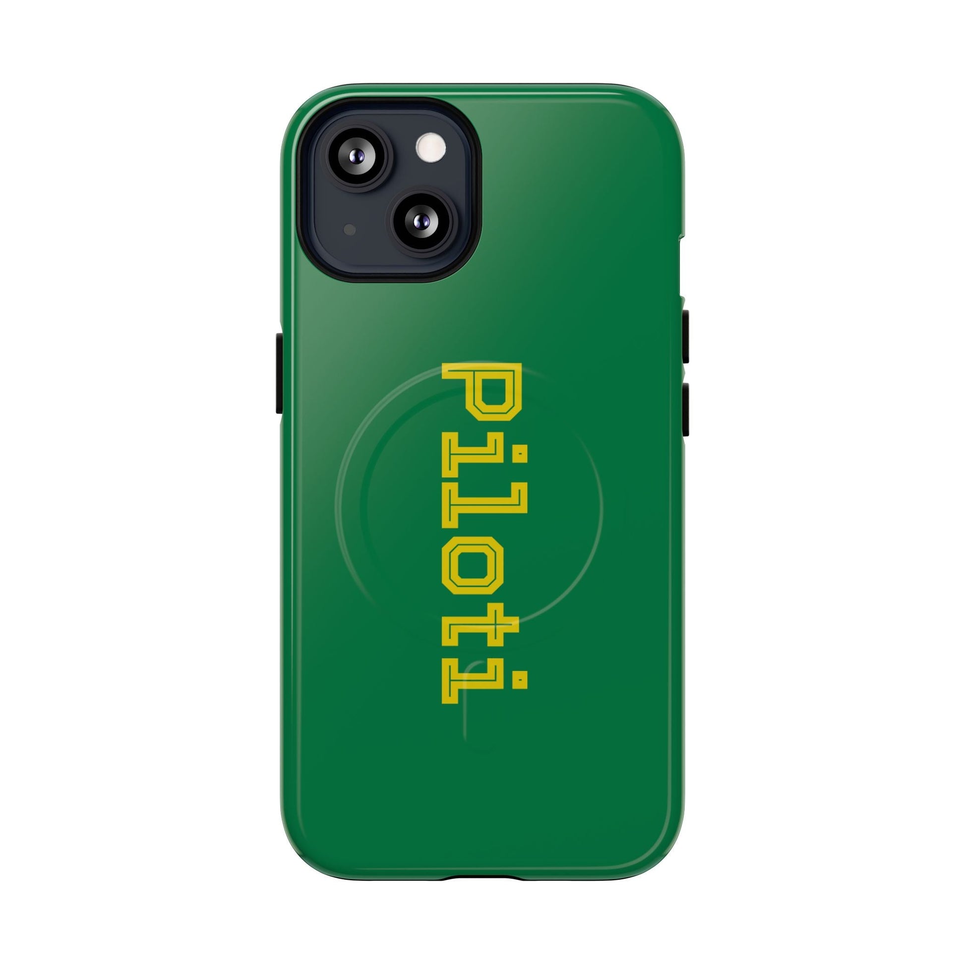 Tough Magnetic iPhone Cases Piloti in dark green with yellow Printify