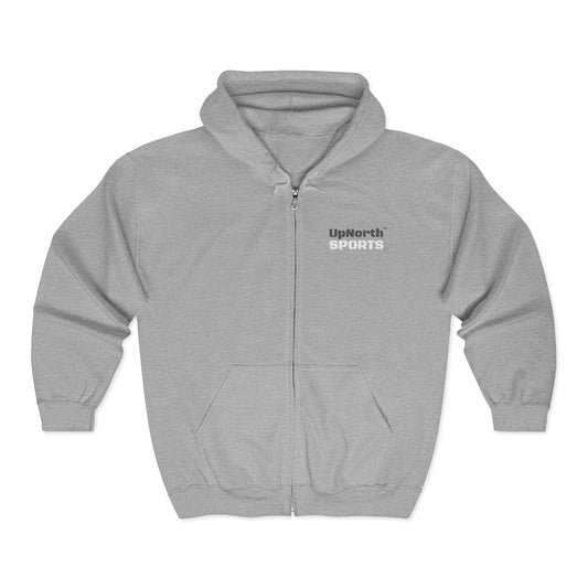 UpNorth Sports Grey Full Zip Hoodie frontside - UpNorth SPORTS