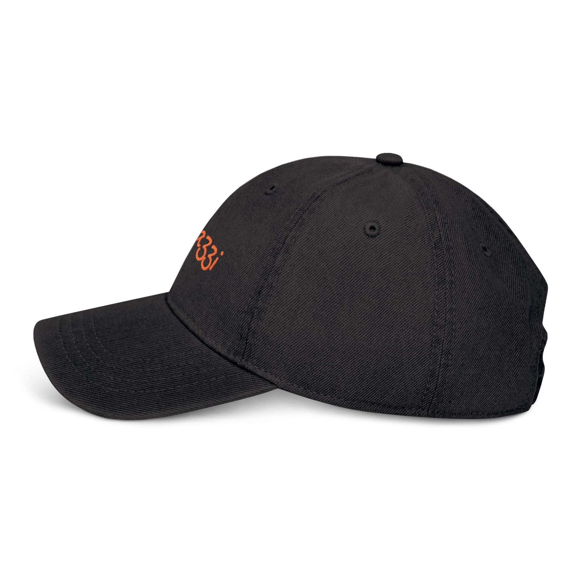 Denim Baseball Cap Paparazzi in black with orange Printify