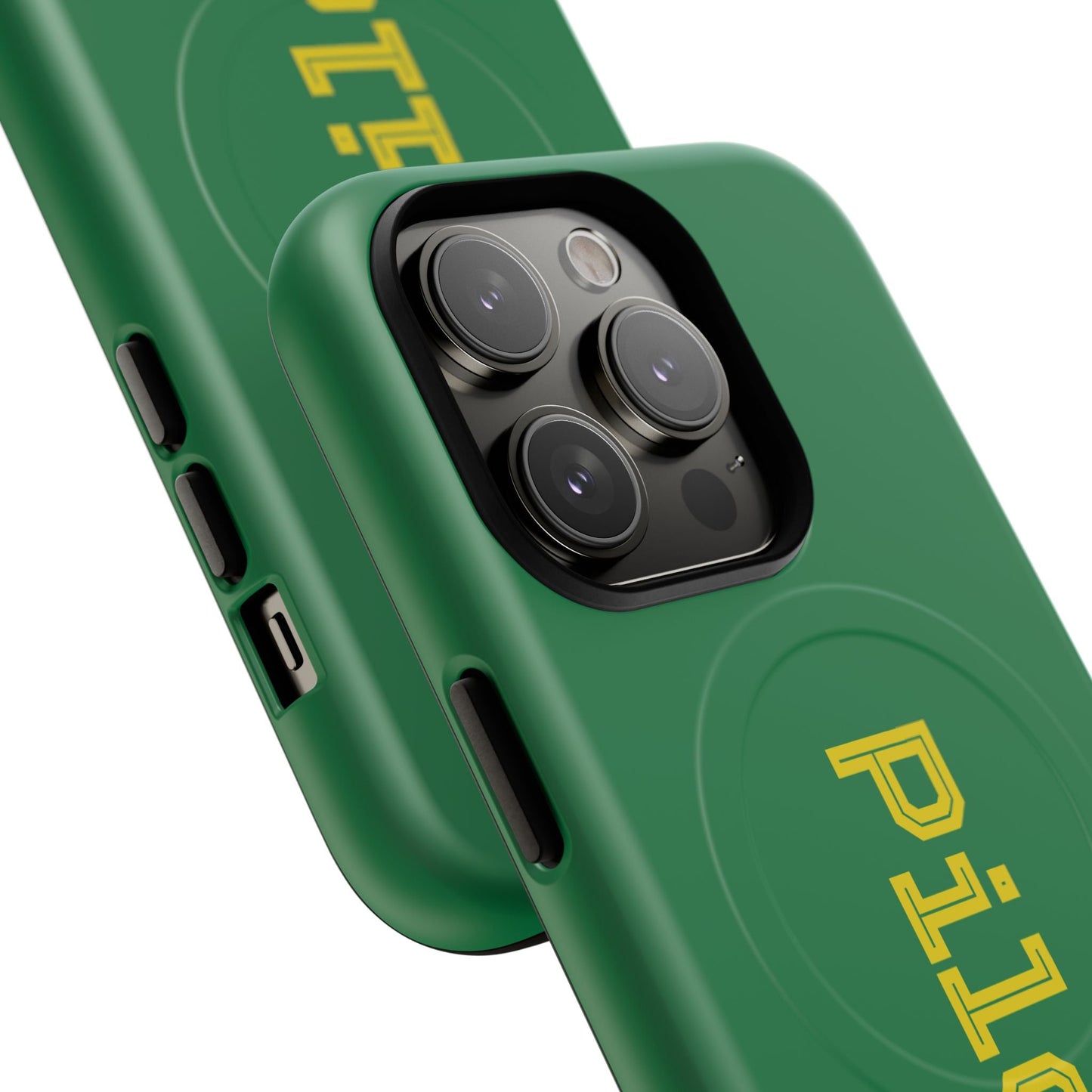 Tough Magnetic iPhone Cases Piloti in dark green with yellow Printify