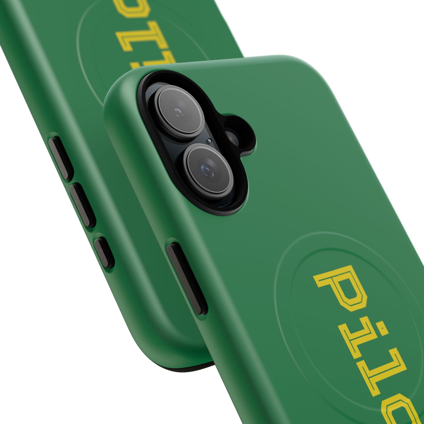 Tough Magnetic iPhone Cases Piloti in dark green with yellow Printify