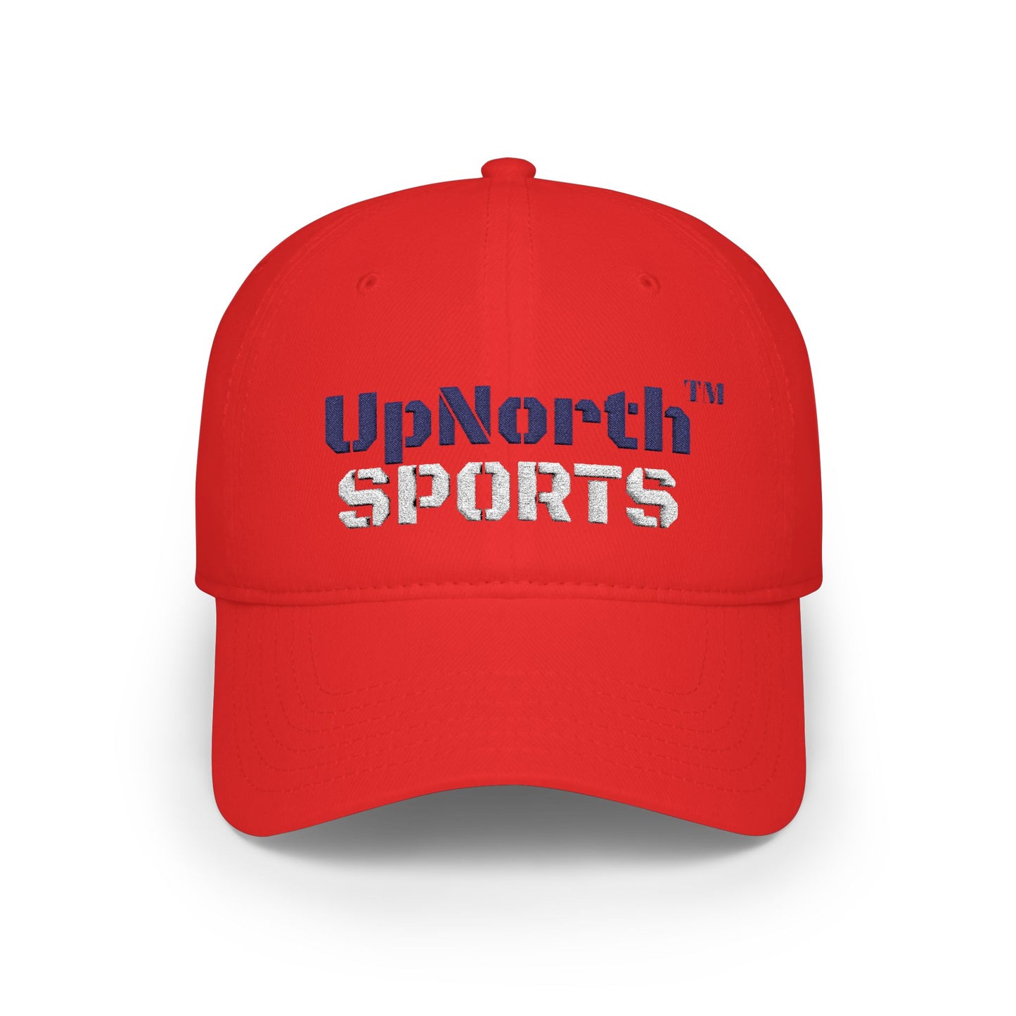 Red UpNorthSPORTS Navy White Baseball Cap frontside - UpNorth SPORTS