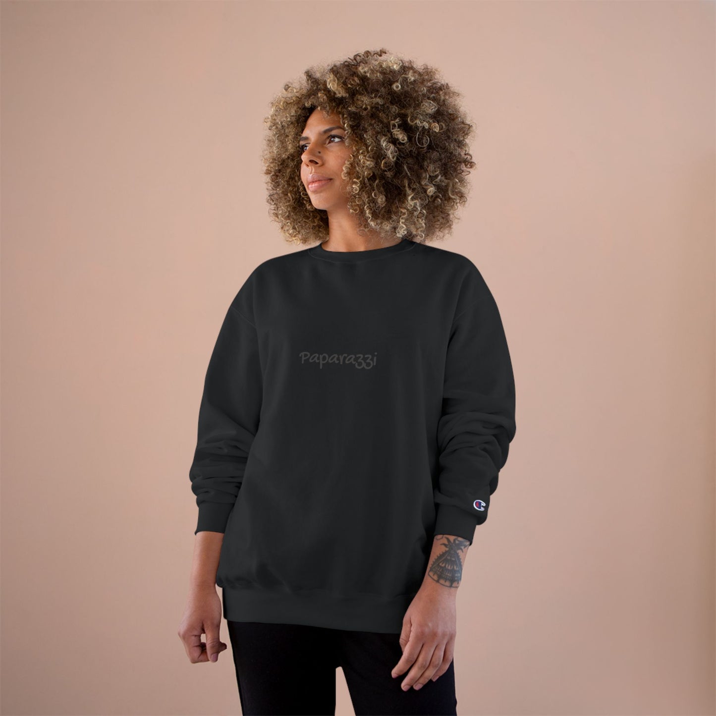 Black Dark Green Paparazzi Champion Sweatshirt Printify