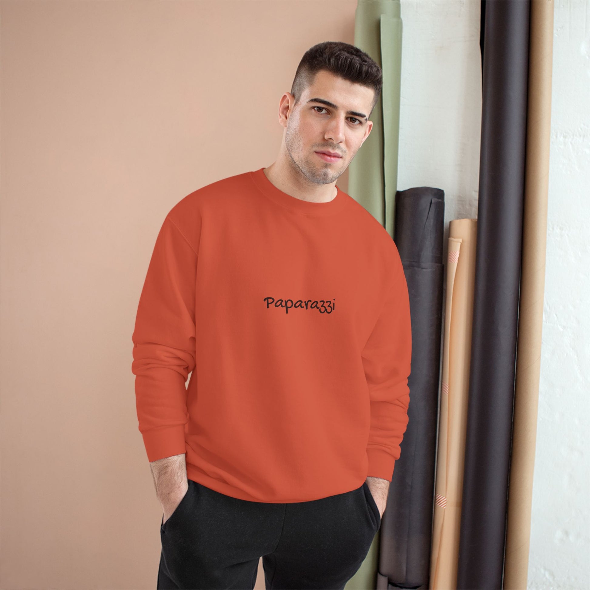 Orange Maroon Paparazzi Champion Sweatshirt Printify