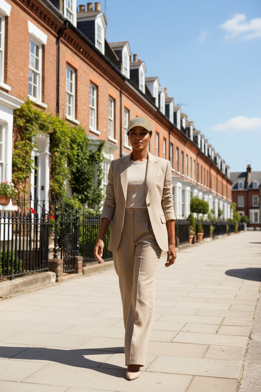 Woman walking wearing Khaki UpNorth Sports Grey Baseball Cap - UpNorth SPORTS