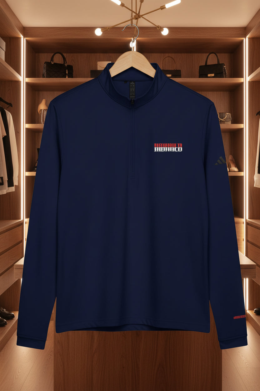 Adidas® MONACO Navy Quarter-Zip Pullover front Navy
