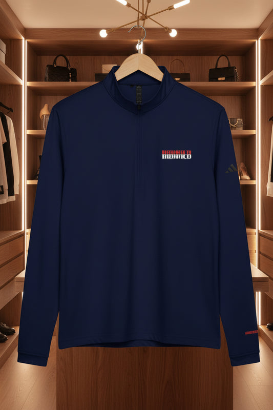 Adidas® MONACO Navy Quarter-Zip Pullover front Navy