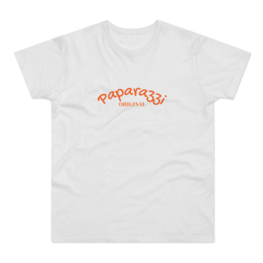 Paparazzi Men T-shirt white with flame and orange