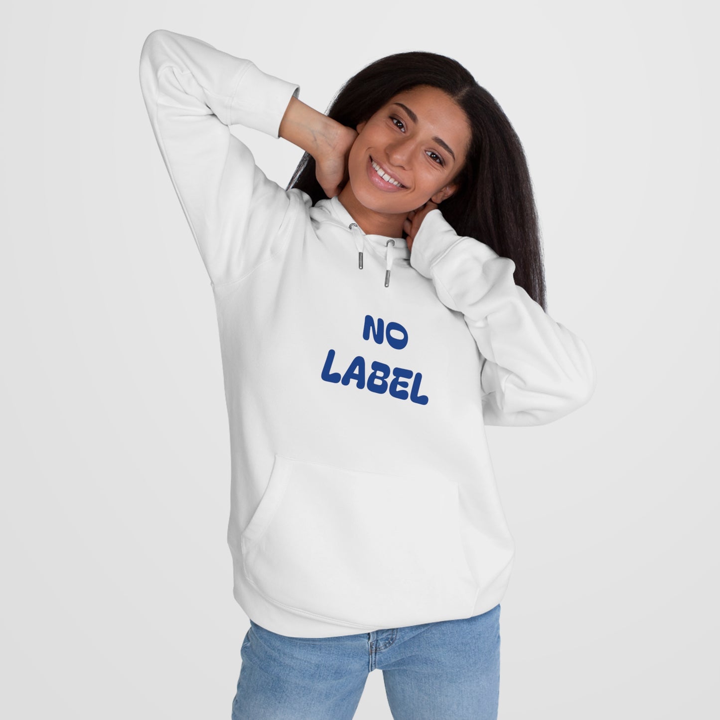 No Label Navy on White Hoodie Printify