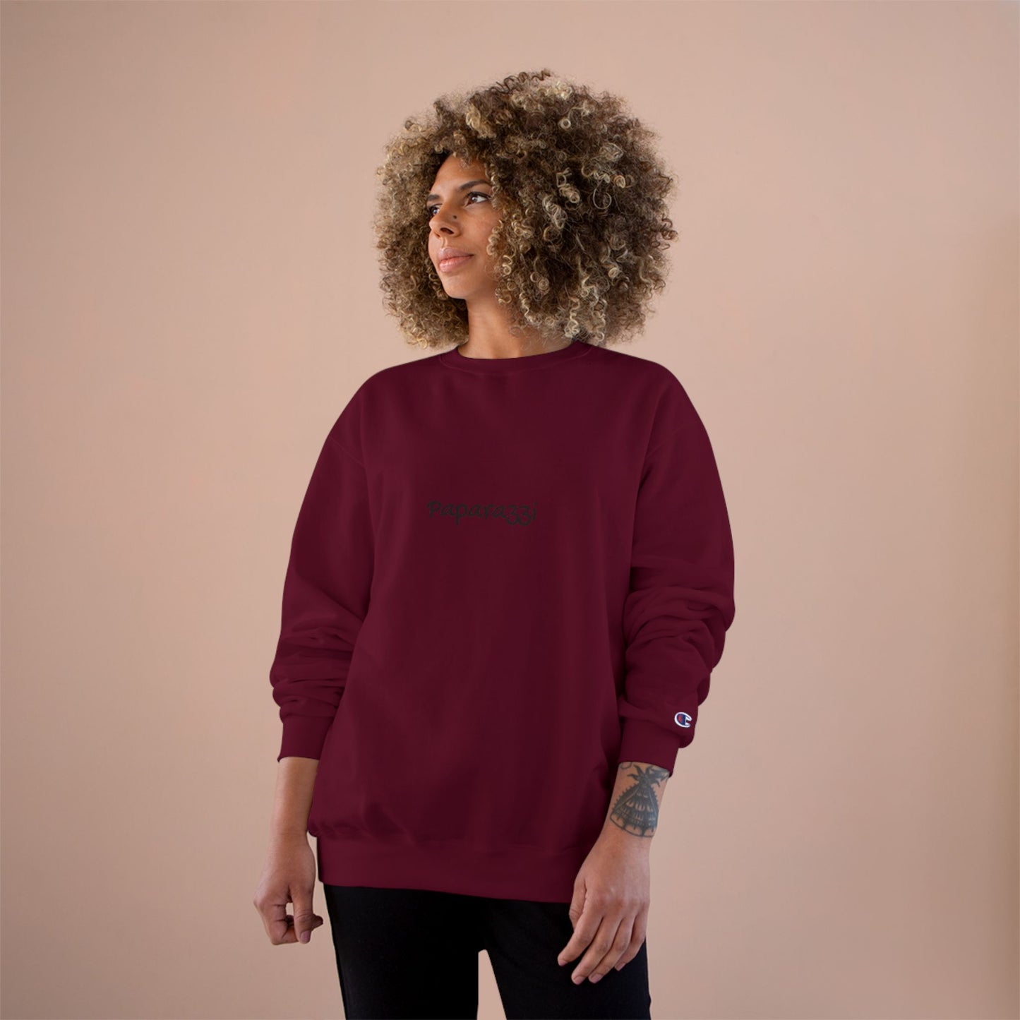 Orange Maroon Paparazzi Champion Sweatshirt Printify