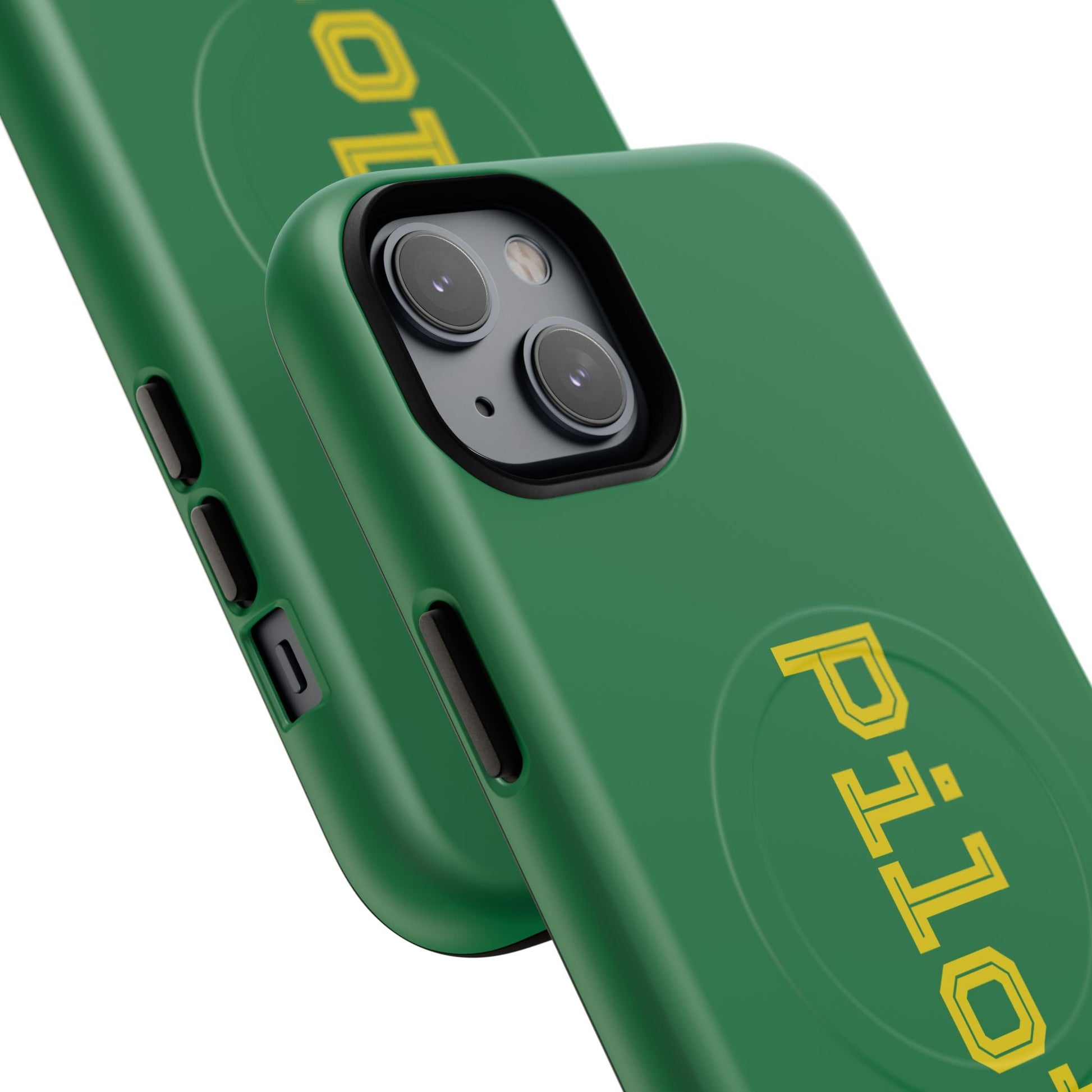 Tough Magnetic iPhone Cases Piloti in dark green with yellow Printify