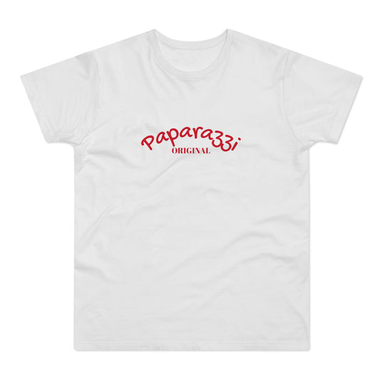 Paparazzi Men T-shirt white with dark red
