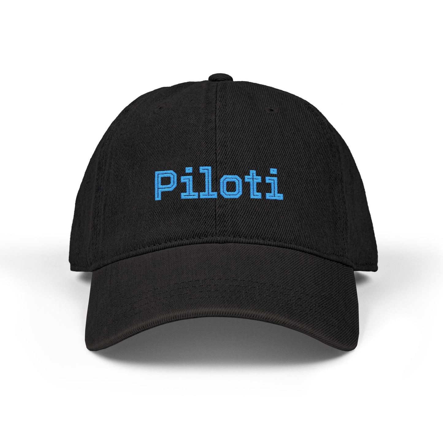 Denim Baseball Cap Piloti in black Printify